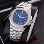 High Quality Knockoff Patek Philippe Mens Watch - Nautilus Stainless Steel Blue Dial